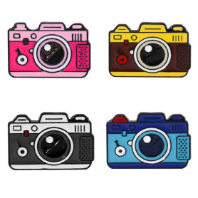 Lot de 4 broches en émail pour appareil photo,Pour femmes et filles,Pour meilleures amies,Tendance,Colorées,Émaillées,Accessoire Lot de 4 broches en émail pour appareil photo