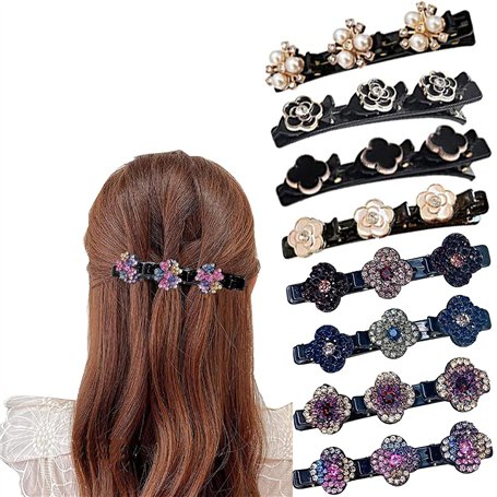 8 Pcs Barrette à Cheveux Latérale à Trois Fleurs