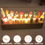 Lot de 4 socles LED en bois - Socle lumineux LED avec panneau lumineux et interrupteur USB - Couleurs chaudes - 15 cm de long -