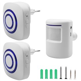 Alarme de passage sans fil, sonnette de magasin, système d'alarme sans fil avec 2 récepteurs électroniques plug-in, 1 détecteur  Alarme de passage sans fil