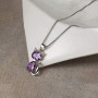Aoneky Pendentif Collier Chat en Améthyste avec Chaîne 45cm en Argent 925 Sterling - Collier Bijoux Violet - Cadeau pour Femme F