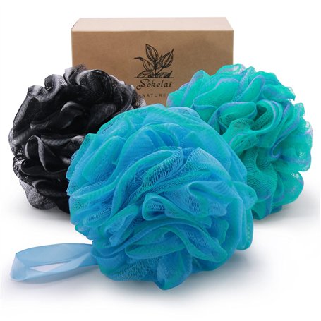 Lot de 3 éponges de bain en maille de 75 g XL pour femmes