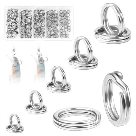 250 Pièces Kit de Anneaux Brisés Anneaux Fendus Anneau de Connexion de Leurre Aplatissant Connecteur des Leurres Pêche pour Pêch
