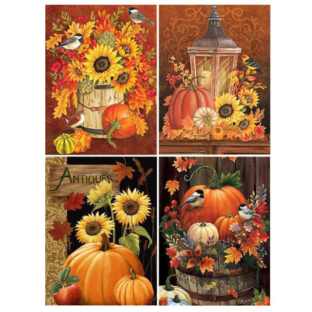 DCIDBEI 30x40CM 4 Pcs Rond Peinture Diamant 5D Complet Fleurs