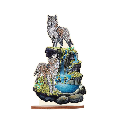 DCIDBEI 5D Diamant-Painting Objets de Décoration || Diamond Painting Loup et Cascade|| Tableau Diamant Statues Décoratives ||Cad