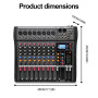 Console de mixage audio BOMGE 8 canaux avec Bluetooth USB, entrée d'enregistrement pour PC, connecteur pour microphone XLR, bloc