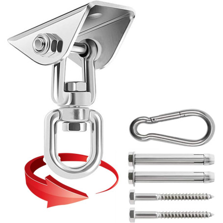 PIQIUQIU Crochet de plafond en acier inoxydable - Capacité : 450 kg - Rotation à 360° - Crochet de suspension pour béton