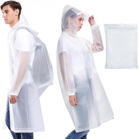 EOPUOZS 2pcs Poncho de Pluie pour Femmes et Hommes - Imperméable Réutilisable et Étanche