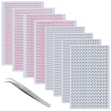 Lot de 3585 feuilles de strass autocollants rose clair mm pour décoration de bricolage