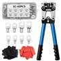 Druuzyl Pince à Sertir Professionnelle pour Cosses 10-1/0 AWG (6-50mm²) - Avec 60 Bornes à Anneau en Cuivre + 60 Gainettes Therm