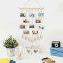 GIDWRIY Cadre Pele Mele Photo Mural,Accroche Photo en Macramé,Porte Photo Bohème,Tableau Photo avec 30 Clips en Bois,Support Pho