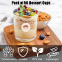 Onezebra Lot de 50 gobelets à dessert en plastique transparent avec couvercle et cuillère, 210 ml, accessoires de fête pour mous