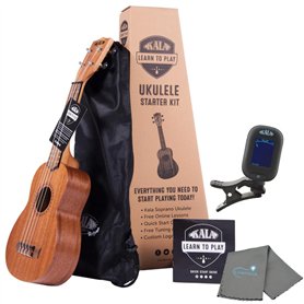 Kala Learn To Play Ukulele Soprano Starter Kit includes Online Lessons, Tote Bag, App & Book Bundle with a Kala Tuner and Lumint Kala Learn To Play Ukulele Soprano Starter Kit includes Online Lessons