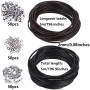VEGCOO Cordon en Cuir Véritable de 10m de Long et 2 mm Couleur Noir et Naturel 5 m, et 150 Pcs de Fermoirs Colliers pour la Conf