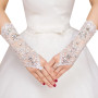 ABDA Gants de mariée élégants sans Doigts rétro - Accessoires de Mariage - Gants de mariée Blancs en Satin de Dentelle sans Doig