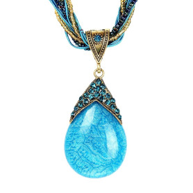 ODETOJOY Collier bohème pour femme avec pendentif en forme de goutte d'eau et perles de couleur pierre de Bohême tissé à la main ODETOJOY Collier bohème pour femme avec pendentif en forme de goutte d'eau et perles de couleur pierre de Bohême tissé à la main