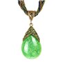 ODETOJOY Collier bohème pour femme avec pendentif en forme de goutte d'eau et perles de couleur pierre de Bohême tissé à la main