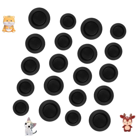 20 Pièces Bouchon Tirelire en Caoutchouc Noir Rond Bouchons de Tirelire en Caoutchouc Bouchon de Tirelire Couvercle pour Tirelir