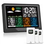 Station Meteo Interieur Exterieur Sans Fil avec 3 Capteurs Thermomètre Hygromètre LCD Écran Couleur avec Alerte Température Mété