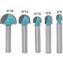 DingGreat 5 Pcs 6mm Tige Routeur Core Box Bits CNC Fraise à Rainure Ronde Outils à Bois 6mm/8mm/10mm/12mm/18mm