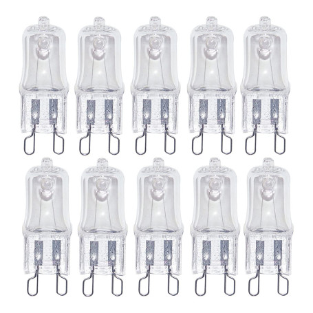 ShuoHui HaloPin Lot de 10 ampoules halogènes G9 230 V 20 W Transparent Remplacement pour angle d'éclairage Blanc chaud 2700 K