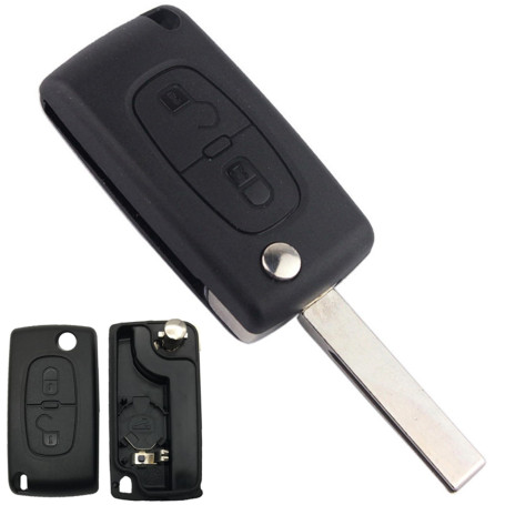 Jinpojun 2 Boutons Coque Clé CE0536 HU83 Clé à Rabat Pliable Compatible avec Peugeot 207 307 308 407 408 3008 5008