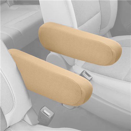 CHENNAN 2 Pièces Housse D'Accoudoir De SièGe Avant Voiture Beige Housse D'accoudoir Tissu Automobiles Fermeture Housse D'accoudo