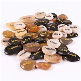 50PCS Pierres Gravées Message Allemand Chanceuse Inspirant, Cadeau avec Gravure Inspiration Mot, Pierre de Guérison, Décoratifs  50PCS Pierres Gravées Message Allemand Chanceuse Inspirant