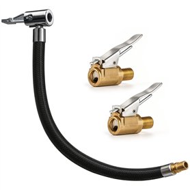 Tuyau de Gonflage des Pneus 20 cm avec 2 Embouts de Gonflage Laiton, Clip de tête de Conversion pour valves de Pneu, Tuyau de Go Tuyau de Gonflage des Pneus 20 cm avec 2 Embouts de Gonflage Laiton