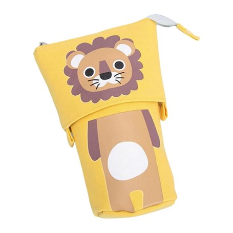 Damaiyyy Trousse à Crayon Lion Toile Zipper Crayon Stylo Cas Porte-Stylo Cosmétique Maquillage Sac Ensemble pour papeteriedes Co