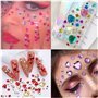 90 pièces COEUR STRASS autocollant Kit - Pierre acrylique autocollant pour le corps, bricolage artisanat, mariage, Saint Valenti