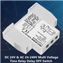 Relais temporisé, interrupteur à retardement du relais temporisé multi-tension à courant continu 24V et alternatif 24-240V avec