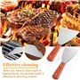 THATSRAD 2 PCS Spatule Inox Manche en Bois Spatule Barbecue Plancha Grattoir Plancha Inox Spatule Plancha Inox Teppanyaki Spatul