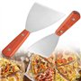 THATSRAD 2 PCS Spatule Inox Manche en Bois Spatule Barbecue Plancha Grattoir Plancha Inox Spatule Plancha Inox Teppanyaki Spatul