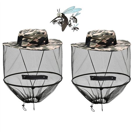 Zuxbolf 2PCS Chapeau Anti-Moustique Protection Visage pour Pêcheur et Chasseur