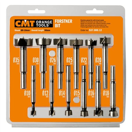 CMT Lot de 12 mèches cylindriques type Forstner Gris Référence 537.000.12