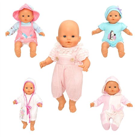 Festfun 5 Pcs Vêtements de Poupée 36cm Pyjama Robe de Poupée Poupon Salopette Habit de Poupée 36-43cm