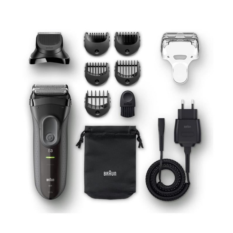 Rasoir électrique sans fil Braun Series 3 Shave&Style 3000BT - outil 3 en 1 avec tondeuse a barbe - Noir