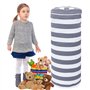 WANDGU Pouf Multifonctionnel Enfant : Sac De Rangement pour Jouets en Toile