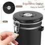 Boîte à Café Hermétique en acier Inoxydable,Acier Inox 1800 ml Capacité,Récipient avec Cadran de Date et Cuillère Doseuse Gratui