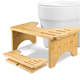 LUOJINYI Tabouret de toilette en bambou - Pliable - Sain et portable - Ergonomique - Pour salle de bain - Pour lutter contre la