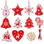 40pcs Décorations Noël Sapin Pendentifs en Bois Ornements d'arbre de Noël 10 Style avec Corde Embellissement Créatif pour Merry