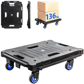 HOSTROM Plateau roulant pliant, Chariot à roulettes, Demenagement, Deplace meuble, 4 roues pivotantes 360°, Charge Max. 136kg, G HOSTROM Plateau roulant pliant