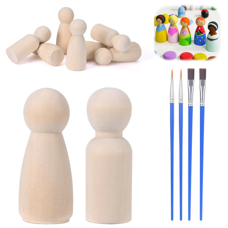 Szaboviktoria 20 Pieces Figurine En Bois 53mm Avec Pinceau