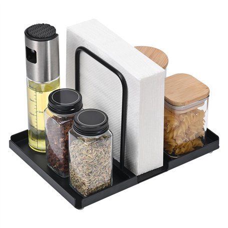 Szaboviktoria Noir Porte Serviette De Table Avec Plateau Pour Épices