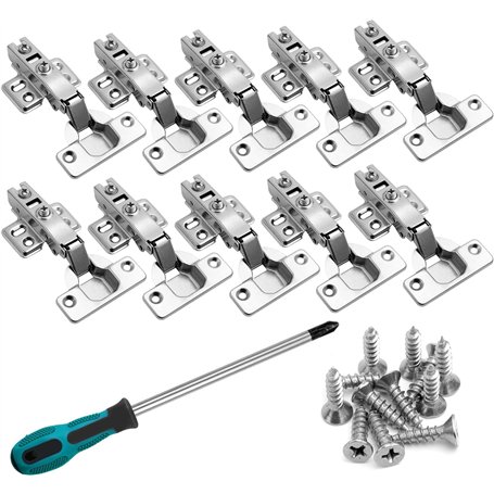 10 Pièces Charniere Porte Placard 110 Degré Charniere Porte avec Amortisseur Intégré Mécanisme Charnières pour Placards avec Tou