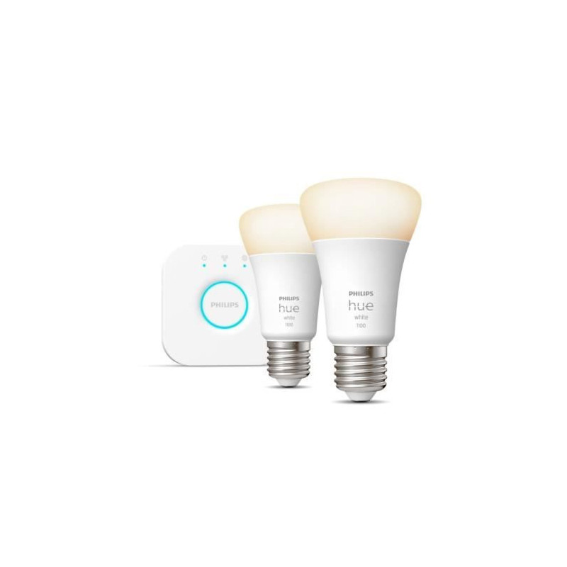 Philips Hue White Kit de démarrage : 2 ampoules connectées E27 (1100)