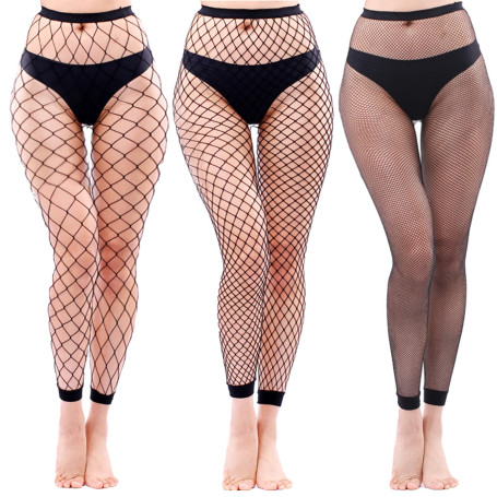 DGUSO 3 Pièces Mesh Pantalon Serré Collants Bas Résille à Taille Haute Rhinestone Collants Taille Bas Résille Femme