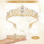 Couronne Princesse Or Diadème en Strass Femme Couronne de Mariée Cristal Tiara Bijoux de Cheveux Accesso