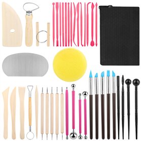 42 pcs Outils kit poterie,Outils de Sculpture,Outil Sculpture Modelage, Outil Modelage Clay Sculpting Tools, Avec Sac Rangement, 42 pcs Outils kit poterie